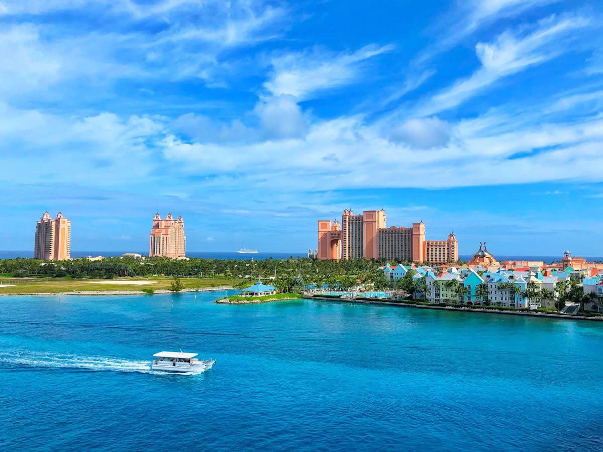 Nassau harbour with the Atlantis resort on Paradise Island, Bahamas