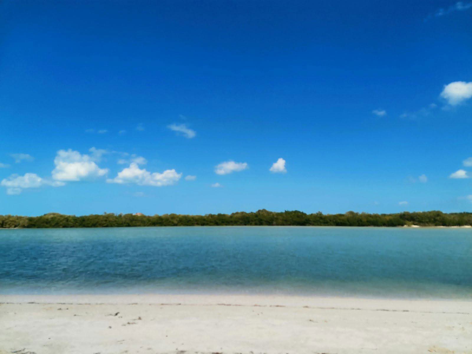 Bands of turquoise and blue across Bacalar's freshwater lagoon